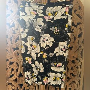 Ava Sky Black and White Floral Skirt